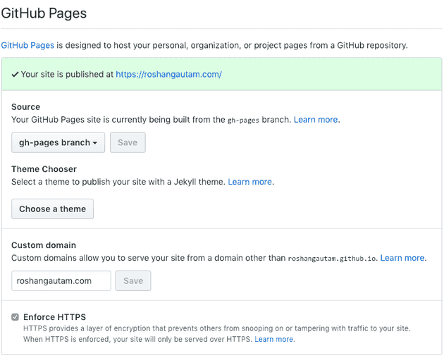 Github Pages Settings